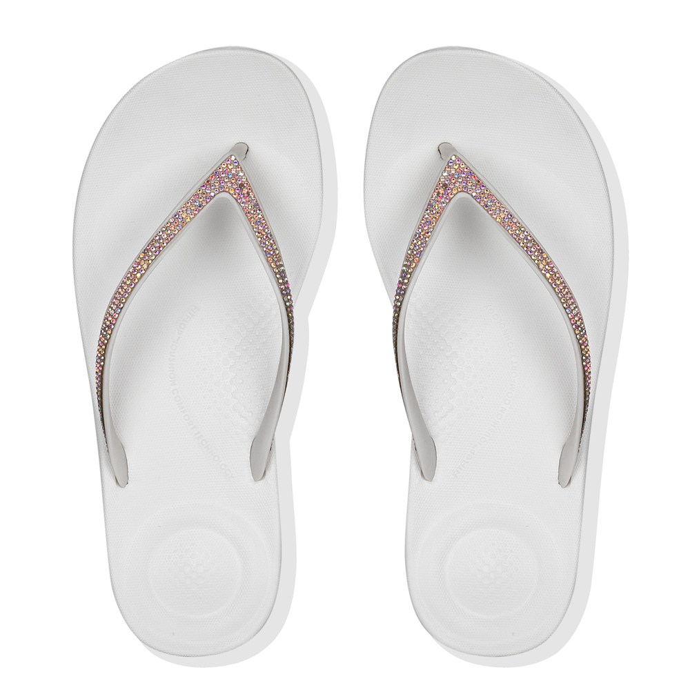 Fitflop Womens Flip-flops White - Iqushion Sparkle Ergonomic - 89AWYHBFC